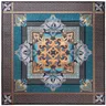 elaborate quilt in browns and blues