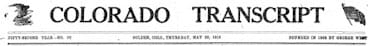 1918 Colorado Transcript - Golden Colorado