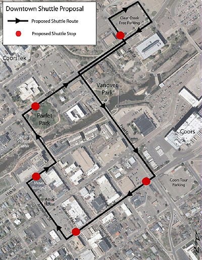 Proposed downtown shuttle route 