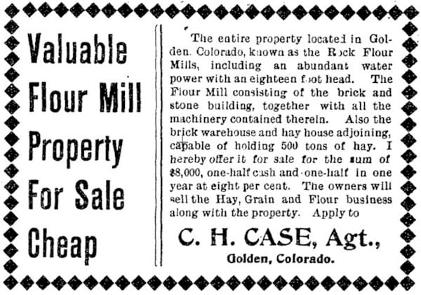 advertisement offering the Rock Flour Mill for sale