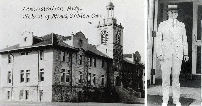 Black and white photos of Guggenheim Hall and President Herbert Hoover.