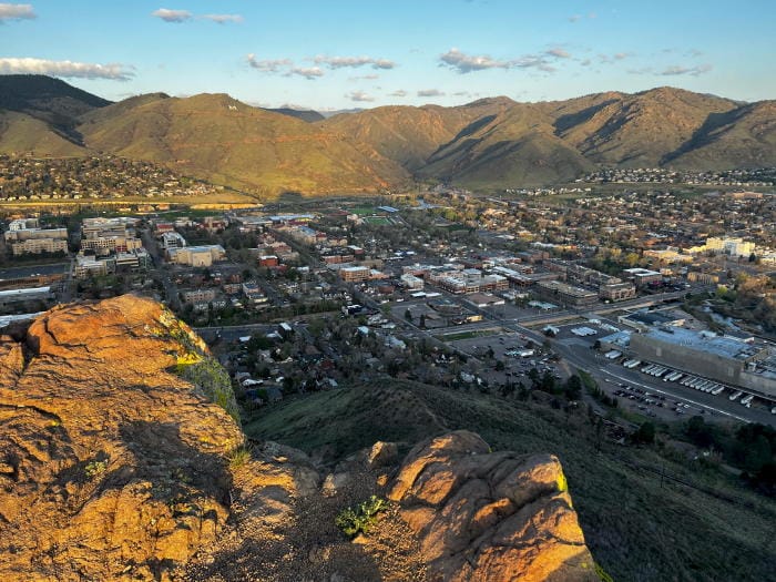 Sunrise view of Golden, taken from South Table Mountain