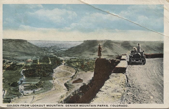 postcard of the Lariat Trail, overlooking Golden - late 19-teens or early 1920s