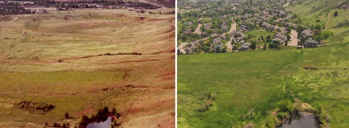 North end of the Golden valley as it appeared in 1980 and in 2023.