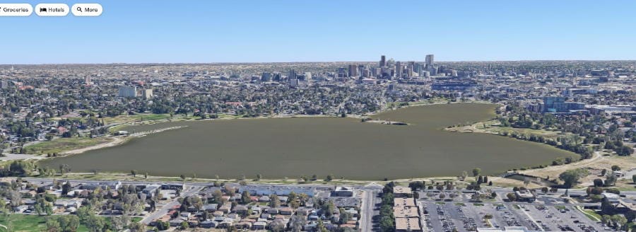 Sloan's Lake, shown on Google Satellite Images