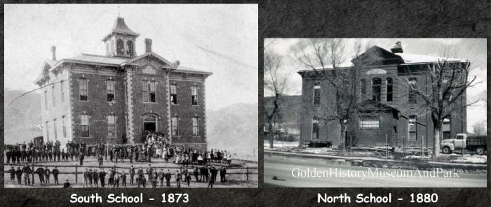 photos of the South School, built in 1873, and the North School, built in 1880 - Golden History Museum Collection