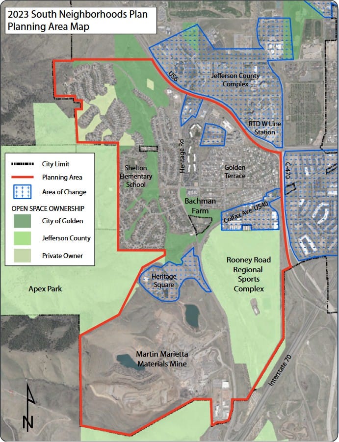 Anticipated areas of significant change in Golden's South Neighborhoods area