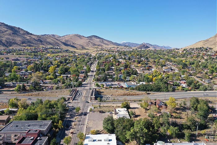 aerial view of the north end of Golden, 2022