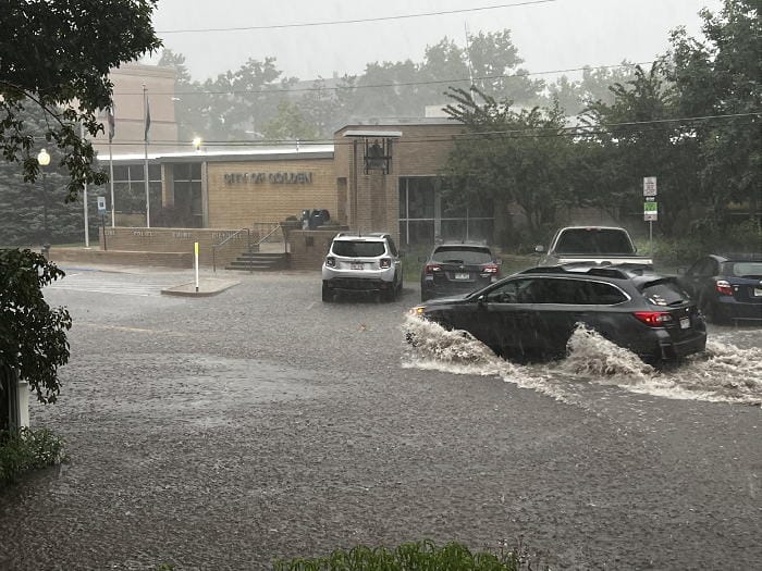 Flooding on 10th Street in Golden Colorado