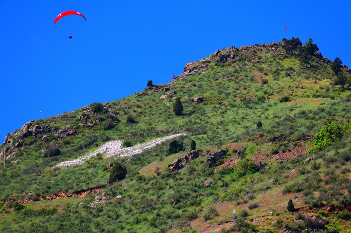 The M on Mt. Zion with Hang Gliders