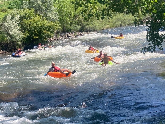 Tubers on Clear Creek in Golden, CO