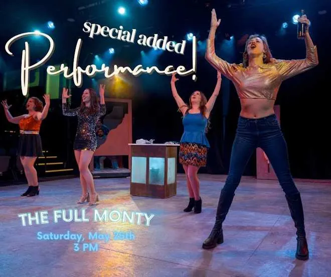 performance photo from The Full Monty at Miners Alley - 4 women with their arms raised