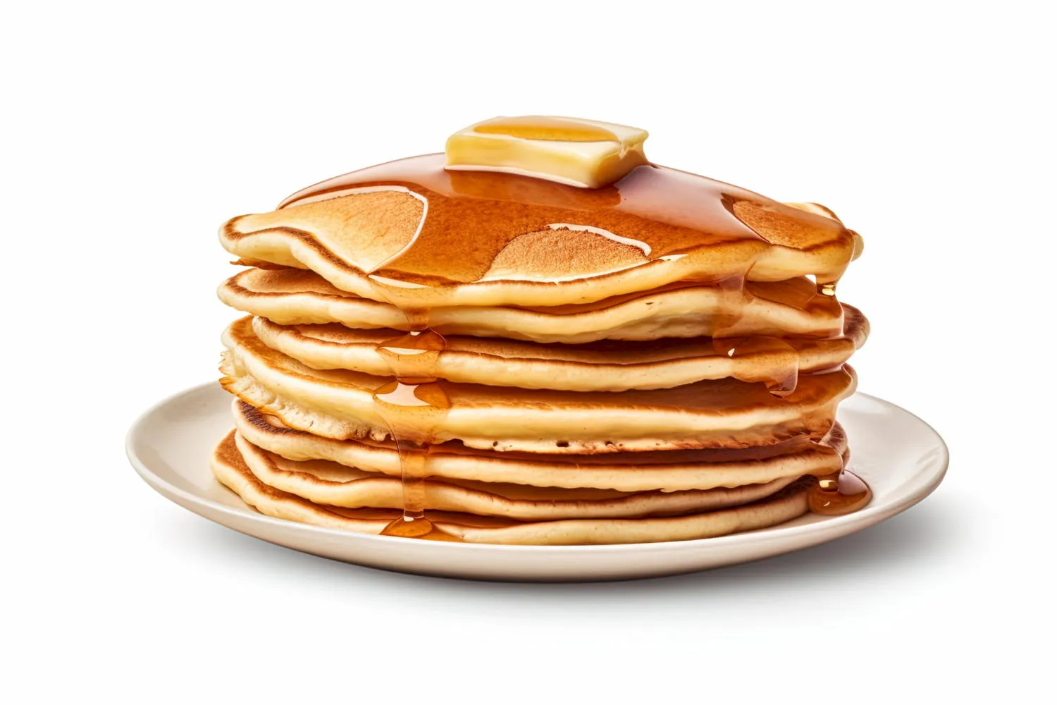 stack of pancakes with butter and syrup on top