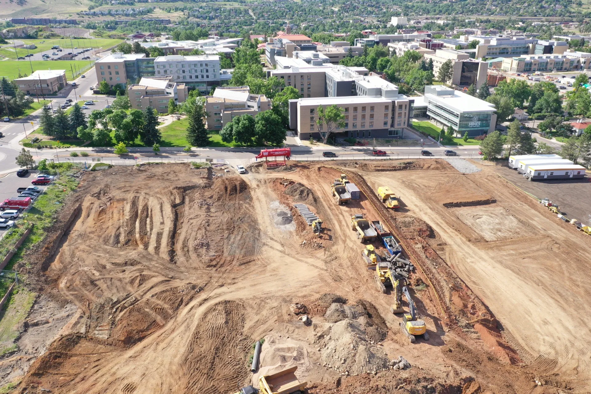 Earth grading underway at Mines construction site--CSM campus in the background.