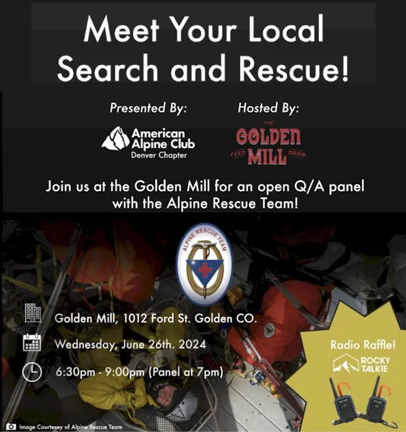 meet the local search and rescue team att the Golden Mill - presented by American Alpine Club
