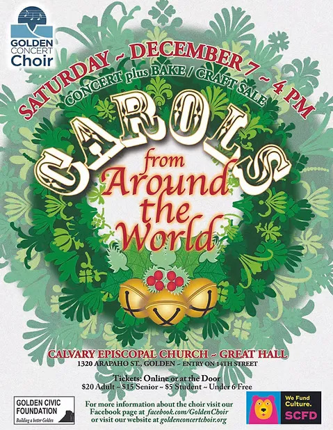 4-6PM Golden Concert Choir Winter Concert - Carols from Around the World @ Calvary Church